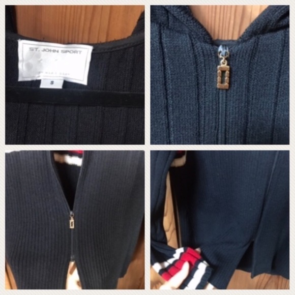 ST JOHN SPORT Striped Hoodie Full Zip - Picture 8 of 8